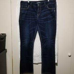Silver Jeans Suki Mid Straight, W36/L32, Dark wash